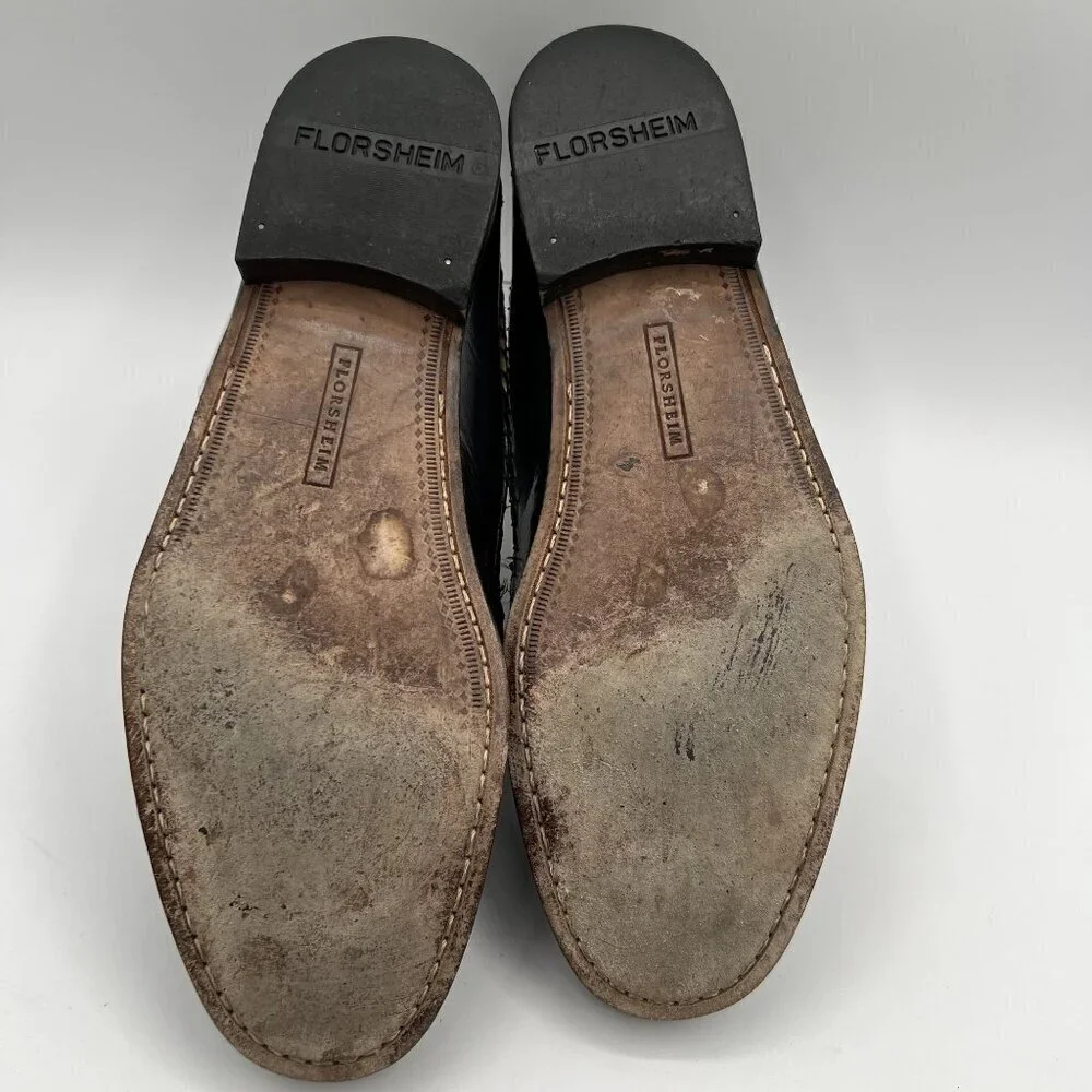 Florsheim Mens 11.5 D Bowman Black Cognac Leather Tassel Weave Loafers Timeless